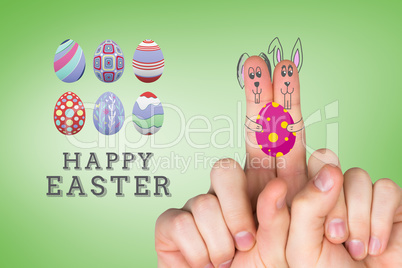 Composite image of fingers as easter bunny