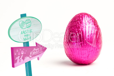 Composite image of easter egg hunt sign