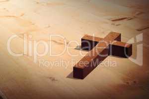 Composite image of wooden cross