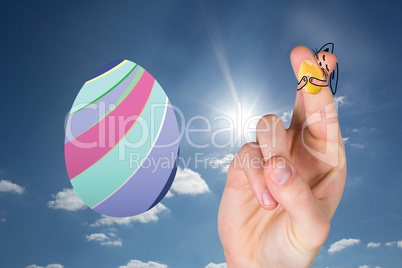 Composite image of fingers as easter bunny