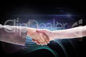 Composite image of handshake between two women