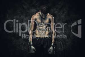 Composite image of muscular boxer