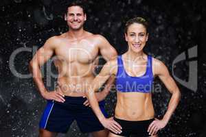 Composite image of bodybuilding couple