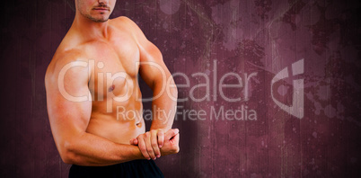 Composite image of bodybuilder