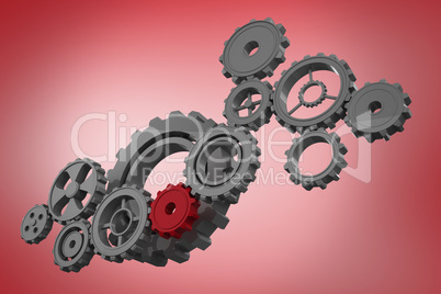 Composite image of cogs and wheels