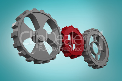 Composite image of cogs and wheels