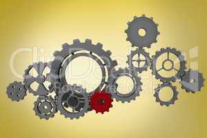 Composite image of cogs and wheels