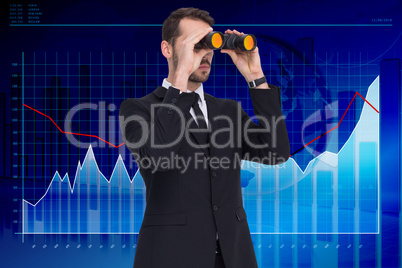 Composite image of elegant businessman standing and using binocu