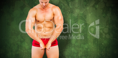 Composite image of attractive bodybuilder