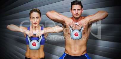 Composite image of bodybuilding couple