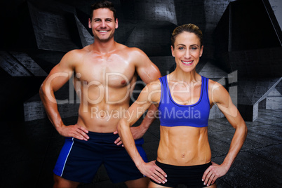 Composite image of bodybuilding couple