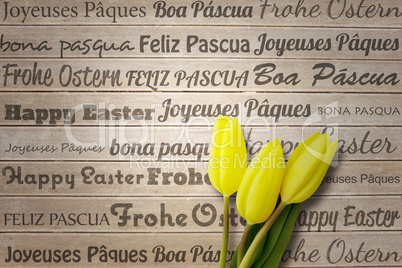 Composite image of happy easter in different languages