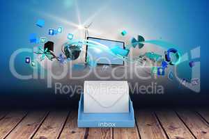 Composite image of blue inbox