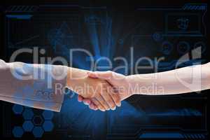 Composite image of handshake between two women