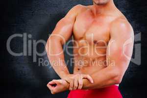 Composite image of bodybuilder