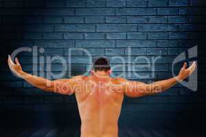 Composite image of bodybuilder posing