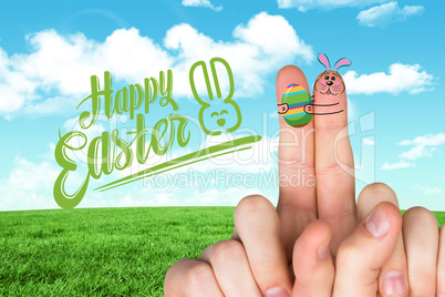 Composite image of fingers as easter bunny