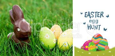 Composite image of easter  egg hunt graphic