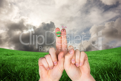 Composite image of fingers as easter bunny