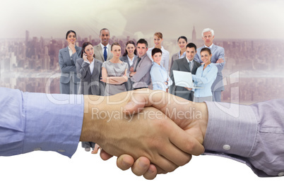 Composite image of hand shake in front of wires
