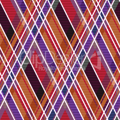 Rhombic tartan fabric seamless texture in warm hues