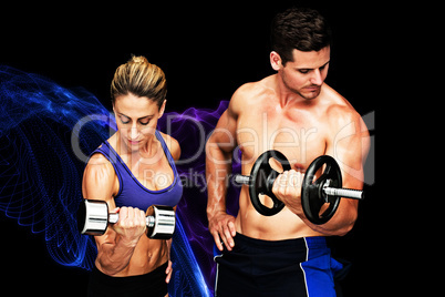 Composite image of bodybuilding couple