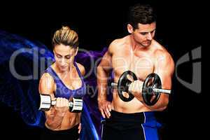 Composite image of bodybuilding couple