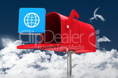 Composite image of red email postbox