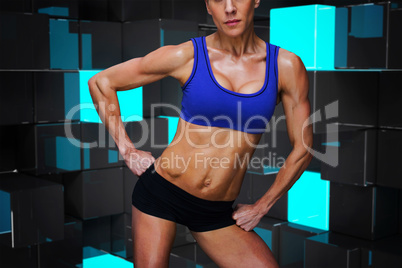 Composite image of female bodybuilder