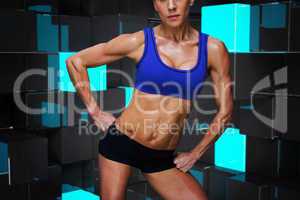 Composite image of female bodybuilder