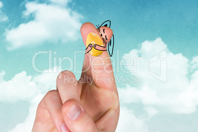 Composite image of fingers as easter bunny