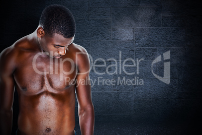 Composite image of fit shirtless young man Composite image of fit shirtless young man