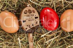 Composite image of easter egg hunt sign