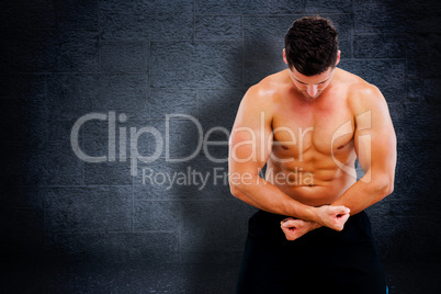 Composite image of bodybuilder posing