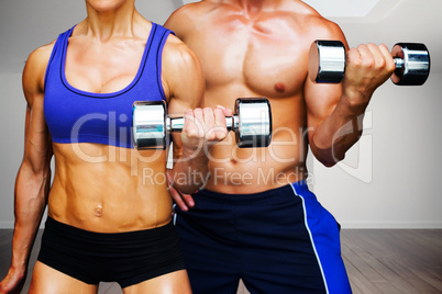 Composite image of bodybuilding couple