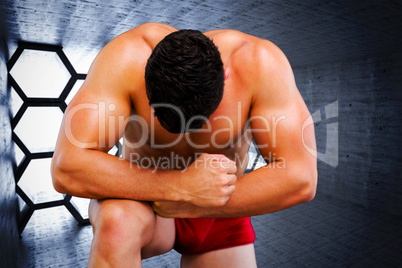 Composite image of bodybuilder posing