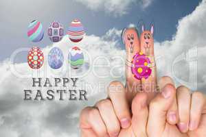 Composite image of fingers as easter bunny