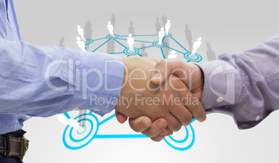 Composite image of two men shaking hands