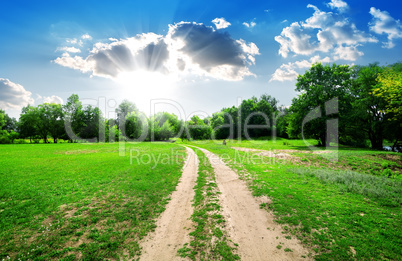 Sun and country road