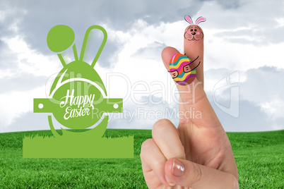 Composite image of fingers as easter bunny