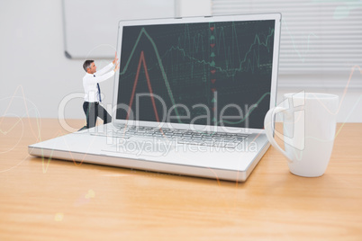 Composite image of businessman pushing