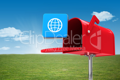 Composite image of red email postbox