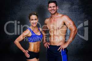 Composite image of bodybuilding couple