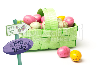 Composite image of easter egg hunt sign