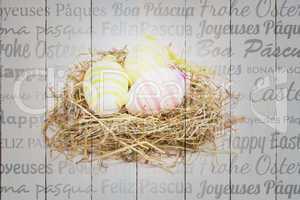Composite image of happy easter in different languages