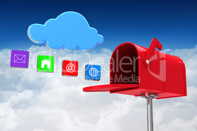 Composite image of red email postbox