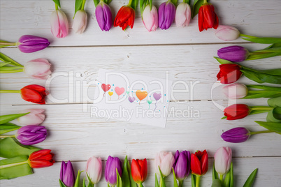 Composite image of heart balloons