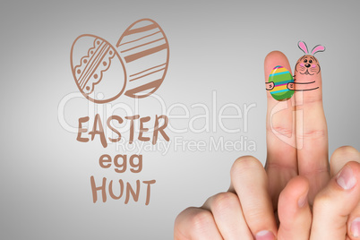 Composite image of fingers as easter bunny