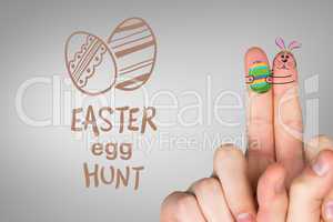 Composite image of fingers as easter bunny