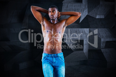 Composite image of fit shirtless young man